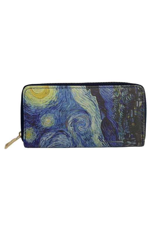 Van Gogh Starry Night Zip Purse Wallet PU