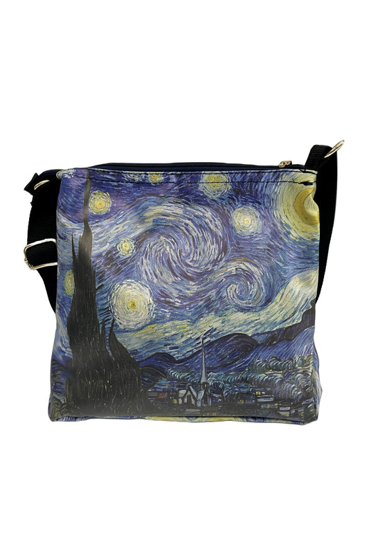 Van Gogh Starry Night Print Crossover Bag with Cotton Strap