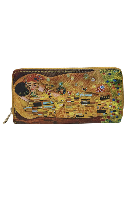 Gustav Klimt The Kiss Art Printed Zip Purse Wallet PU