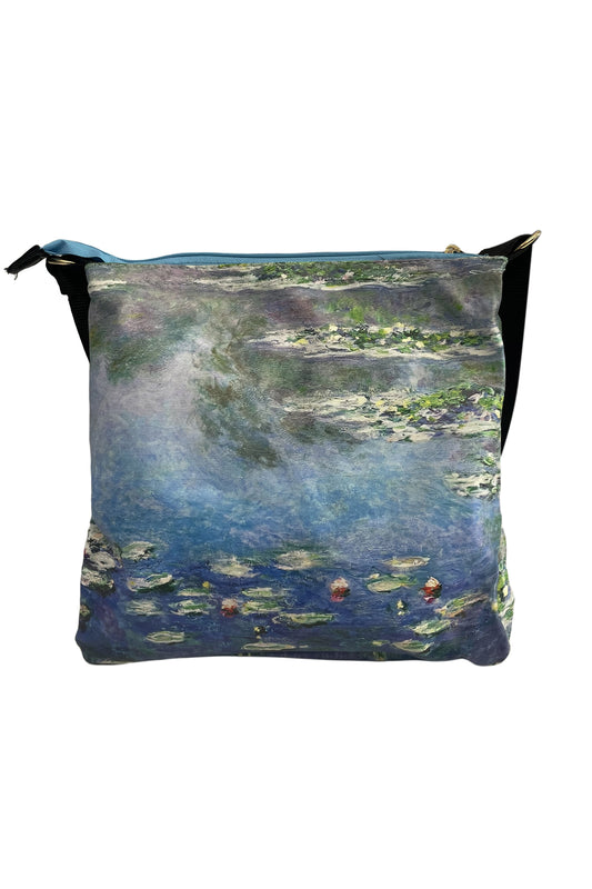 Claude Monet Water Lilies Print PU Crossover Body Bag