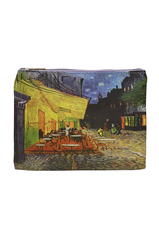 Van Gogh Terrace at Night Zipped Make Up Bag Clutch Bag PU Waterproof