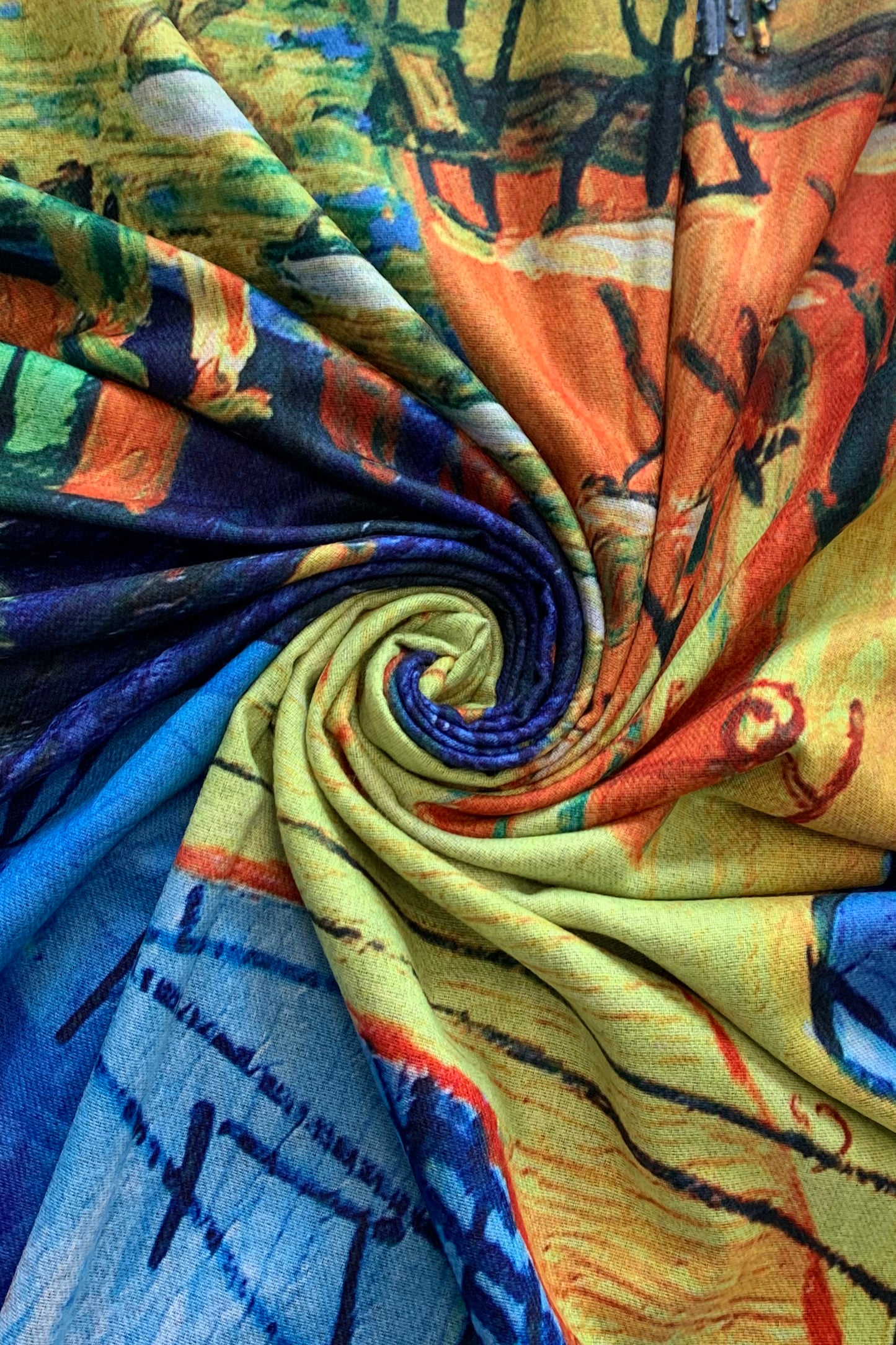 Van Gogh Terrace at Night Printed Wool Scarf Wrap Shawl Pashmina