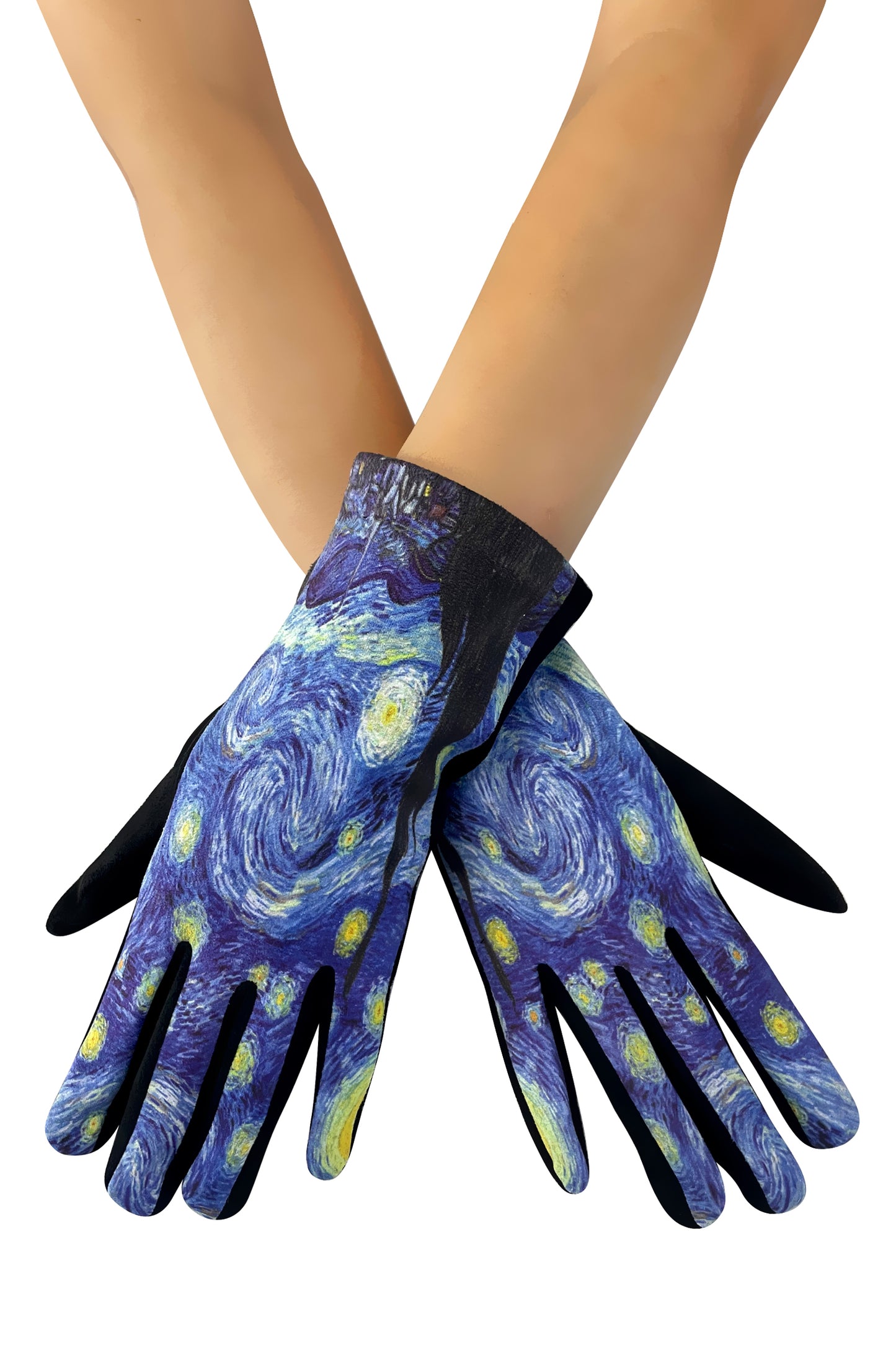 Van Gogh Starry Night Gloves Suede Effect with Touch Screen Fingertip