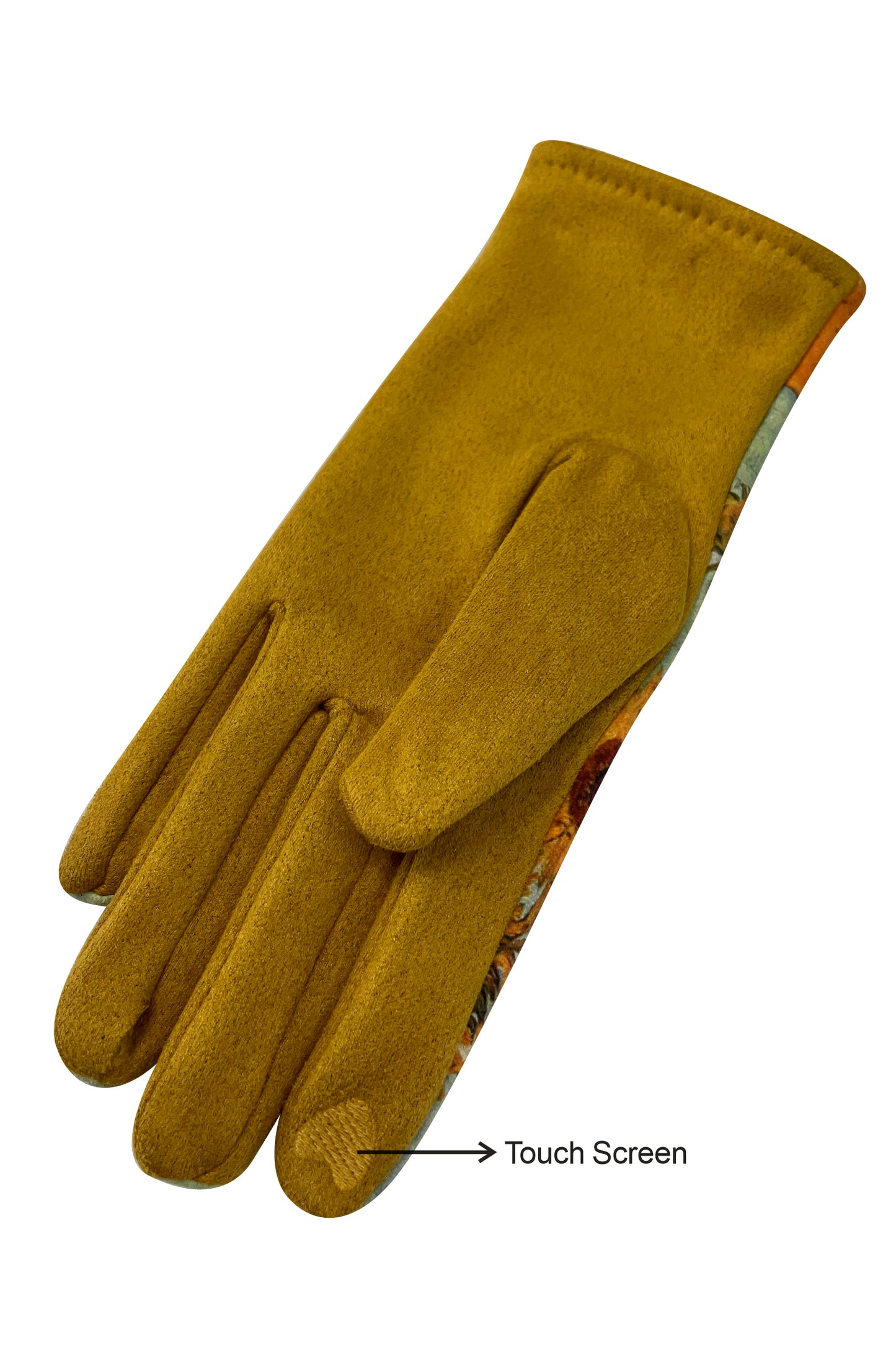 Van Gogh Sunflower Print Suede Effect Gloves with Touch Screen Fingertip