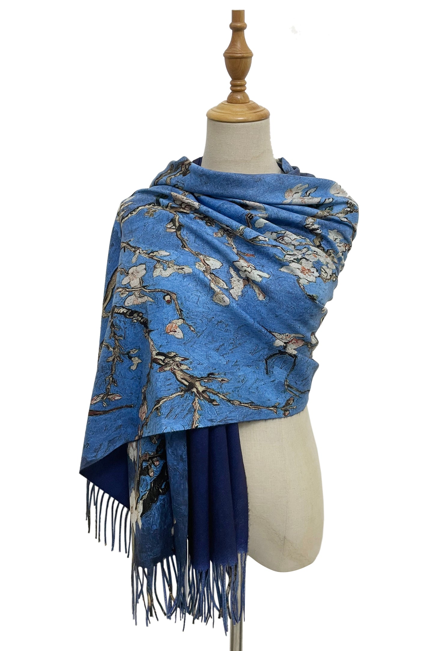 Van Gogh Almond Blossom Print Wool Tassel Scarf Wrap Shawl Pashmina Throw