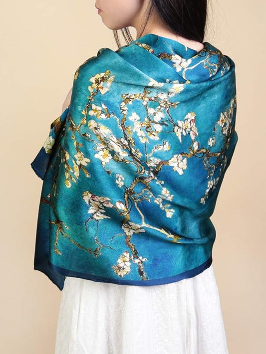 Van Gogh Almond Blossom Silk Scarf Shawl Wrap Pashmina