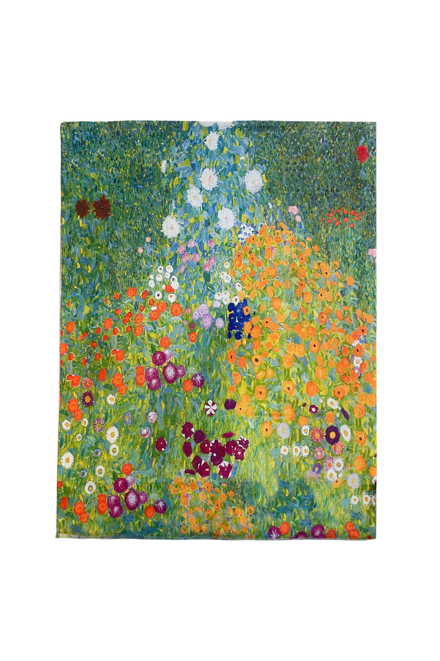 Gustav Klimt 'Flower Garden' Print Wool Reversible Frayed Scarf Shawl Wrap Pasmina Art Design