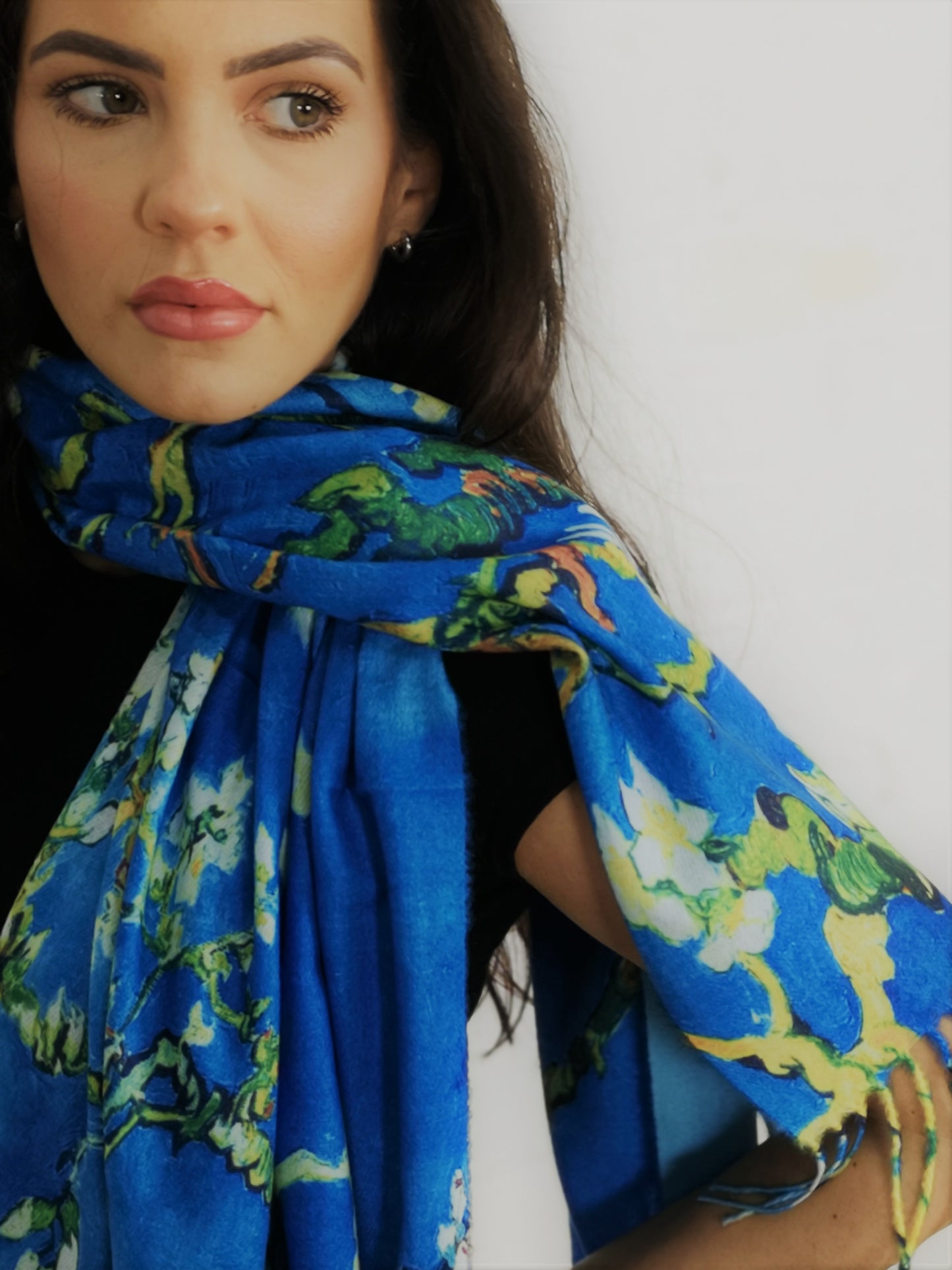 Van Gogh Almond Blossom Print Wool Tassel Scarf Wrap Shawl Pashmina Throw