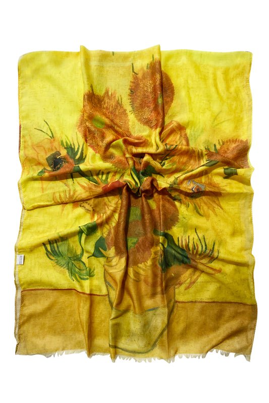 Van Gogh Sunflowers Printed Cotton Scarf