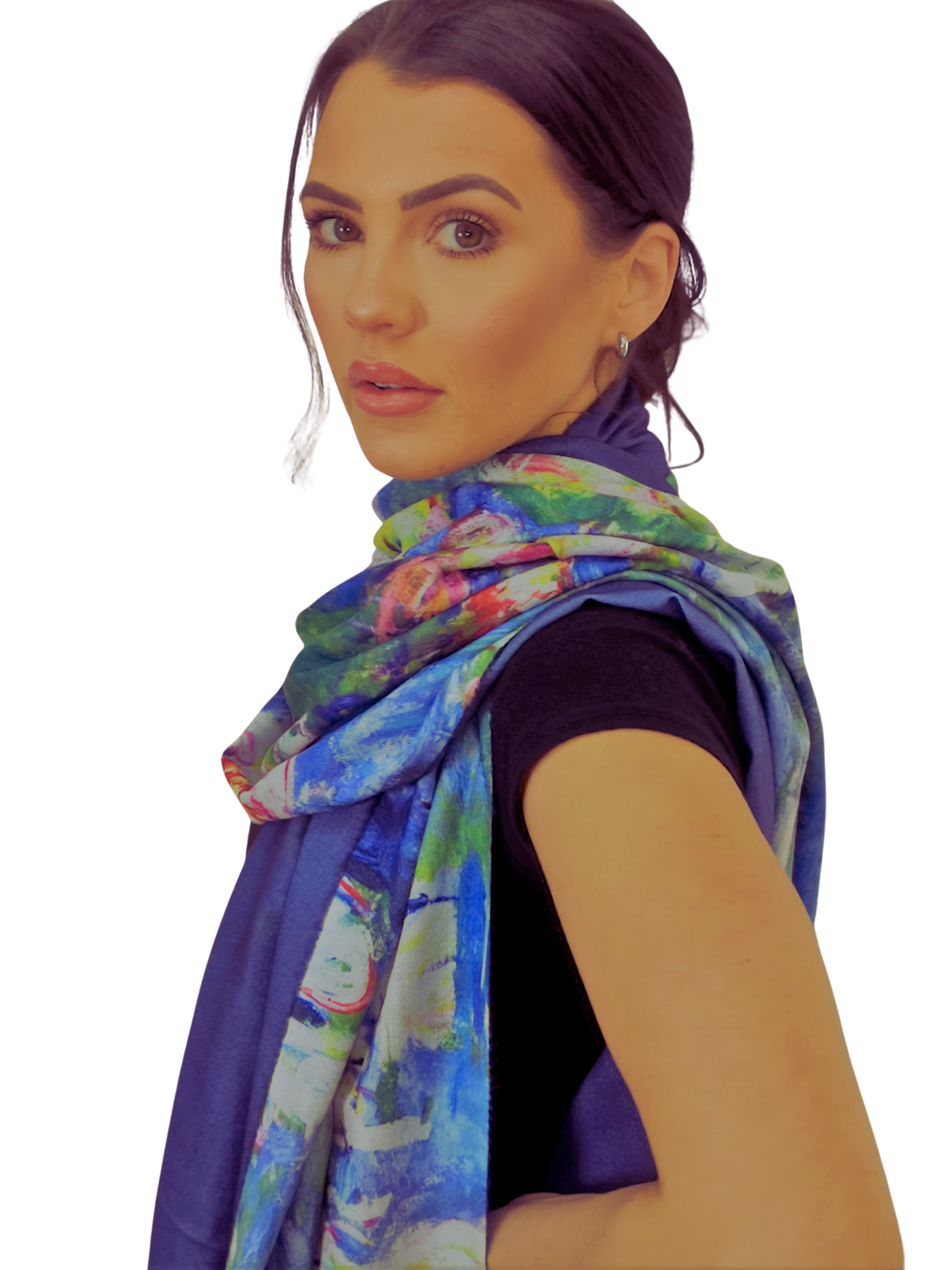 Claude Monet Water Lily Print Wool Tassel Scarf Wrap Shawl Pashmina